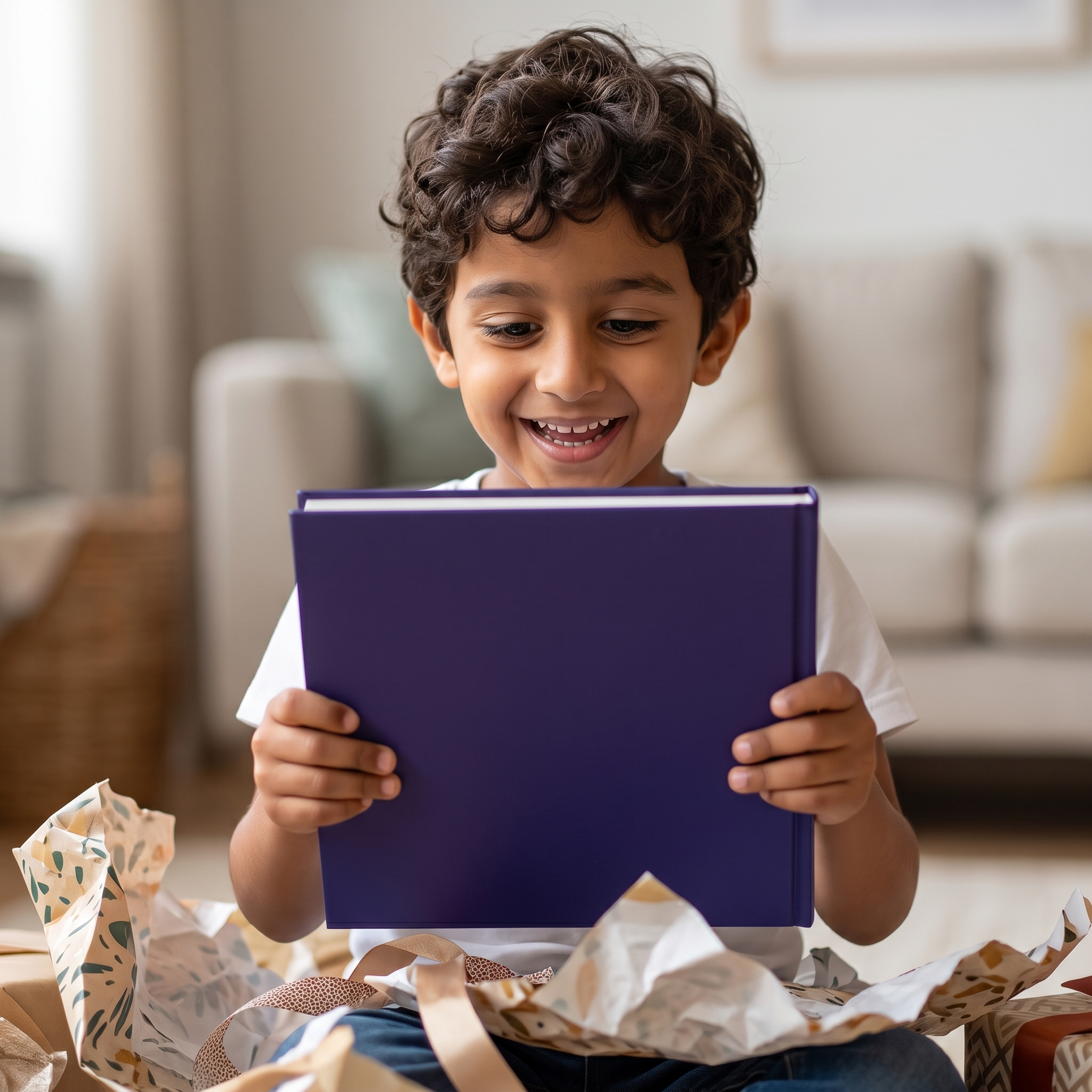 Child opening their personalized Diwali storybook