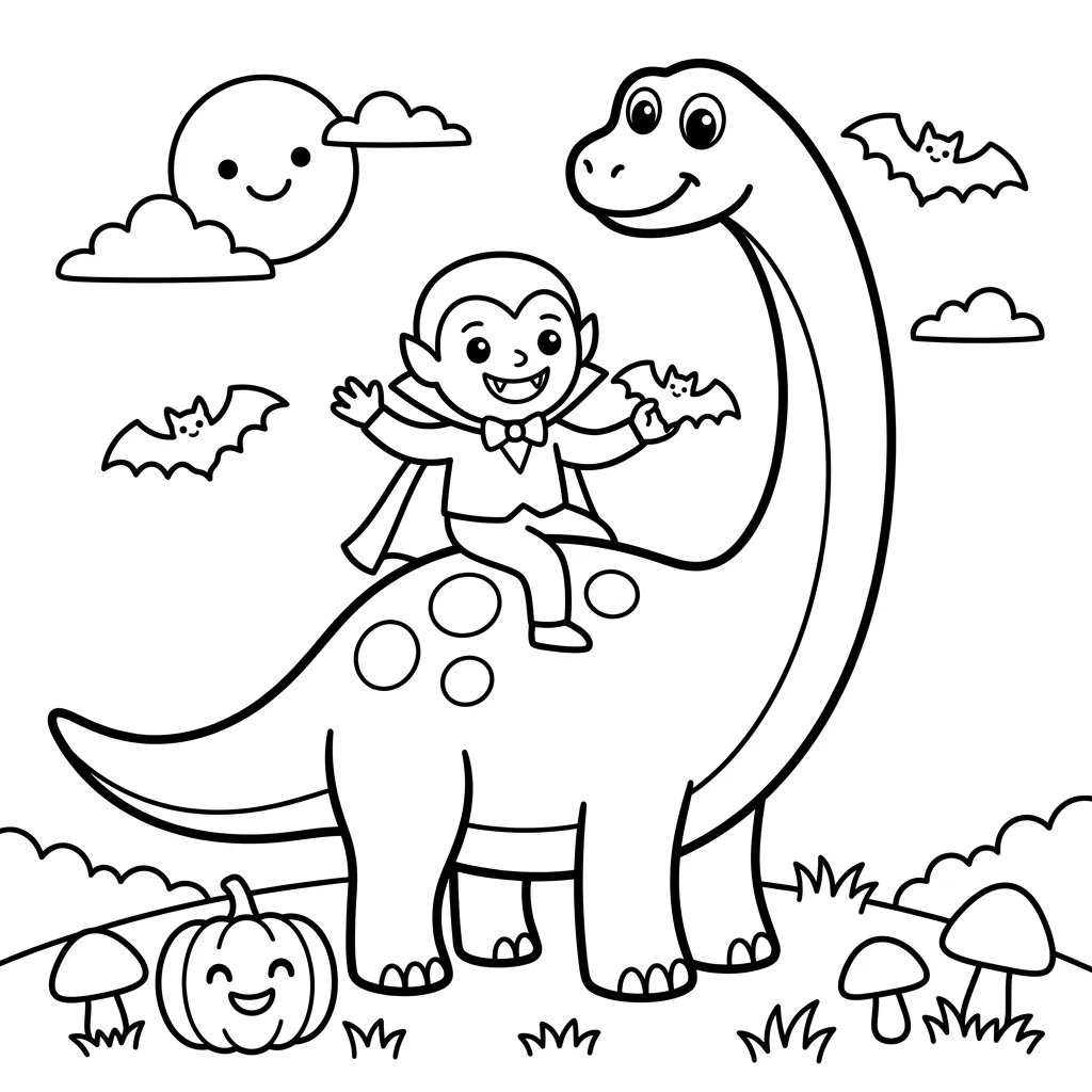 Halloween dinosaur coloring page