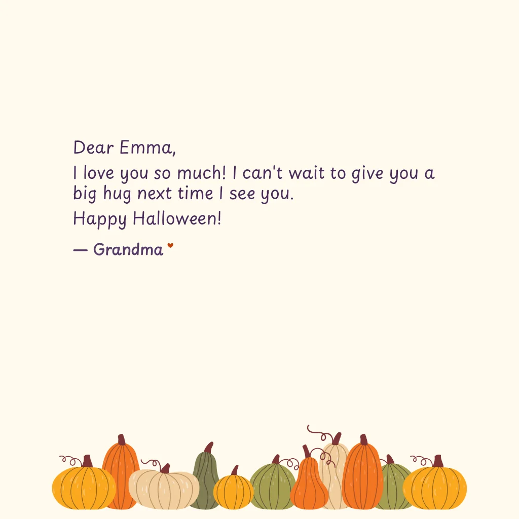 Personalized Halloween coloring book for Emma from Grandma — cover, note, and sample pages - Template