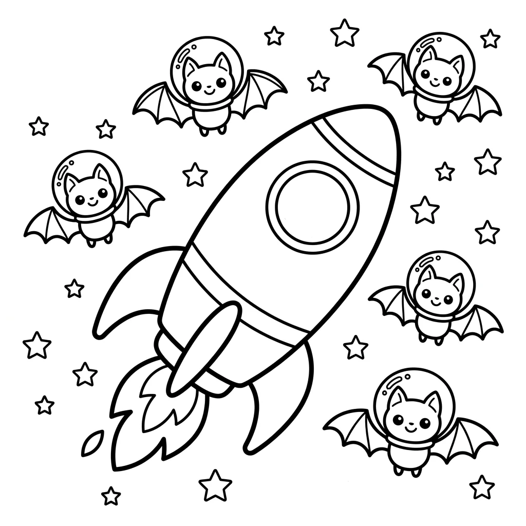 Halloween space coloring page